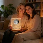 Personalisierte Mondphase Acryl LED-Nachtlicht mit Namen und hölzerne Basis Home Decor Muttertag Geburtstag Geschenk für Mütter Kinder