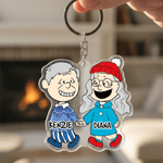Personalized Romantic Cartoon Couple Acrylic Keychain with Names Daily Use Valentine's Day Anniversary Gift for Couple Boyfriend Girlfriend