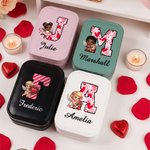 Personalised Sweet Cupid Angel PU Leather Jewellery Box with Name and Adjustable Three-Colour LED Mirror Valentine's Day Anniversary Gift for Women