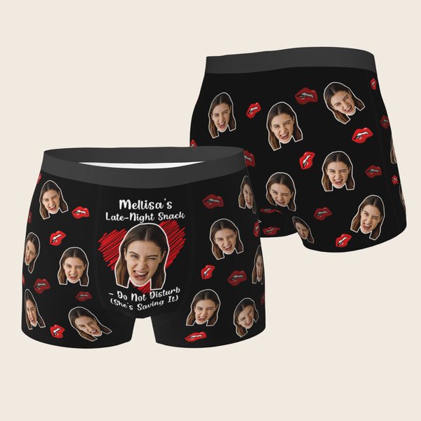 Personalized Funny Face Photo Brief Boxer Men's Underwear with Name Valentine's Day Anniversary Birthday Gift for Husband Boyfriend