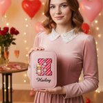 Personalised Sweet Cupid Angel PU Leather Jewellery Box with Name and Adjustable Three-Colour LED Mirror Valentine's Day Anniversary Gift for Women