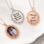Personalised Photo Pendant Necklace with Engraved Text Dainty Jewellery Mother's Day Anniversary Birthday Gift for Women