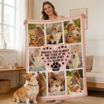 Personalized Paw Print Heart Pet 8 Photos Soft Throw Blanket with Name Home Decor Birthday Gift for Pet Lovers Owners