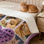 Personalized Paw Print Heart Pet 8 Photos Soft Throw Blanket with Name Home Decor Birthday Gift for Pet Lovers Owners