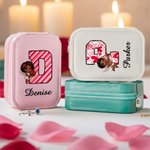 Personalised Sweet Cupid Angel PU Leather Jewellery Box with Name and Adjustable Three-Colour LED Mirror Valentine's Day Anniversary Gift for Women