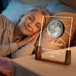 Personalisierte Mondphase Acryl LED-Nachtlicht mit Namen und hölzerne Basis Home Decor Muttertag Geburtstag Geschenk für Mütter Kinder