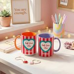 Spersonalizowany kubek ceramiczny Self Love Clue Heart 11 oz 15 oz z imieniem i podkładką Walentynkowy prezent urodzinowy dla niej i dla niego