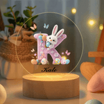 Oeuf de Pâques rose personnalisé en 3D avec nom et socle en bois Décoration de chambre Anniversaire Pâques Fête Favoris Cadeau pour les enfants