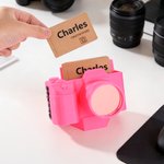 Personalizado 3D Impreso Cámara Forma Titular de la Tarjeta de Negocios Placa con Nombre Escritorio Decoración Cumpleaños Regalo para Fotógrafos Entusiastas de la Fotografía