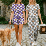 Conjunto de pijama personalizado de poliéster con 1 a 4 fotos de caras y nombres regalo de cumpleaños para mujeres y amantes de mascotas