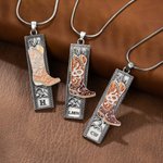 Personalised Western Style Cowgirl Boot Necklace with Monogram Music Festival Birthday Gift for Western Cowgirls