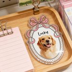Henkilökohtainen akvarelli 1-3 Lemmikkikuvat Bow Frame Akryyli Jääkaappi Magneetti nimi Home Decor Pet Party syntymäpäivälahja lemmikkieläinten omistajille Lovers