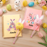 Henkilökohtainen pääsiäismunat Bunny nimi A5 Spiral Notebook ja Pom Puff Pen Set 156 vuorattua sivua pääsiäisen puolue suosikki lahja pojille tytöille