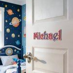 Henkilökohtainen Safari Space Daisy Design puinen lelulaatikko ovi merkki nimi Nursery Wall Decor syntymäpäivälahja lapsille