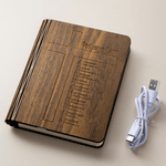 Croce incisa personalizzata Versetto della Bibbia Lampada a LED in legno con nome Decorazione per la casa Regalo di battesimo e compleanno per amici di famiglia Cristiani
