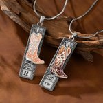 Personalised Western Style Cowgirl Boot Necklace with Monogram Music Festival Birthday Gift for Western Cowgirls