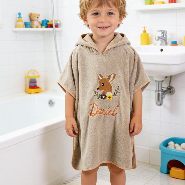 Personalised Cute Animal Coral Fleece Hooded Towel with Embroidered Name Summer Pool Bath Essential Baby Shower Birthday Gift for Baby Kid