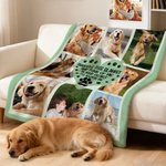 Personalized Paw Print Heart Pet 8 Photos Soft Throw Blanket with Name Home Decor Birthday Gift for Pet Lovers Owners