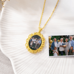 Personalised Photo Pendant Necklace with Engraved Text Dainty Jewellery Mother's Day Anniversary Birthday Gift for Women