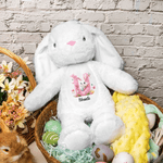 Personalized Cute Peter Rabbit Plush Easter Bunny Butterfly Stuffed Toy with Initial and Name Easter Gift for Newborn Kid