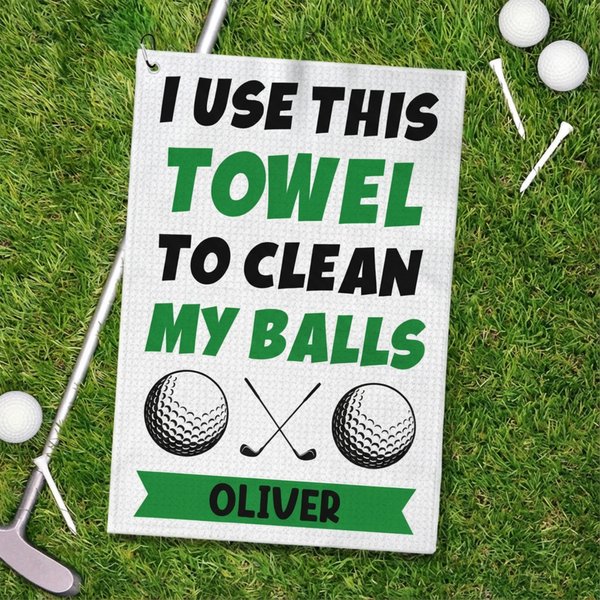 Personalized I Use This Towel Classic Quick Dry Waffle Golf Towel with Name and Carabiner Clip Golf Accessory Birthday Gift for Golf Player