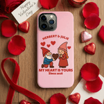 Spersonalizowane etui na telefon Cute Dwarf Couple Heart Rose TPU z imieniem na iPhone'a do codziennego użytku Walentynkowy prezent rocznicowy dla par