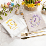 Personalised Bow Wreath Peter Rabbit Initial Linen Napkin with Name Table Decoration Easter Gift for Kids Family Friends