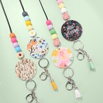 Personalised Flower Pumpkin Snowflake Tassel Bead Lanyard with Text Teacher's Day Back to School Gift for Teacher
