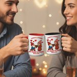 Spersonalizowany kubek ceramiczny Cute Dwarf Couple Heart Rose 11 oz 15 oz z imieniem i rokiem Walentynkowy prezent urodzinowy dla pary