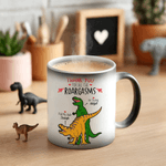 Spersonalizowany kubek ceramiczny termochromowy z imieniem i nazwiskiem na urodziny, walentynki i prezent dla pary z motywem zabawnego dinozaura
