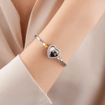 Personalizada piedra de nacimiento de circón en forma de corazón foto pulsera brazalete con nombres Dainty Joyería Cumpleaños Día de San Valentín Aniversario de regalo para la pareja