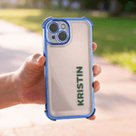 Personalised Colour-Blocked Name Anti-Collision Soft Silicone Phone Case for iPhone or Samsung Daily Use Birthday Gift for Her