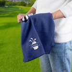 Toalla de golf personalizada tipo gofre con elementos de golf bordados y nombre con clip para colgar regalo de cumpleaños para amantes del golf