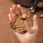 Personalized Saddle Design PU Leather Bag Charm Ornament with Name and Tassel Horseback Riding Birthday Gift for Horse Riders Lovers