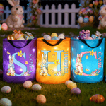 Personalised Cute Easter Bunny Letter LED Light Basket with Name Easter Gift for Kids  Family