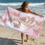 Personalized Watercolor Butterfly Quick Dry Oversized Microfiber Beach Towel with Name Travel Essentials Beach Party Birthday Gift for Women Friends