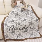 Personalised Retro Western Cowboy Style Soft Tassel Throw Blanket with Name Home Decor Birthday Anniversary Gift for Women Cowboy Lovers