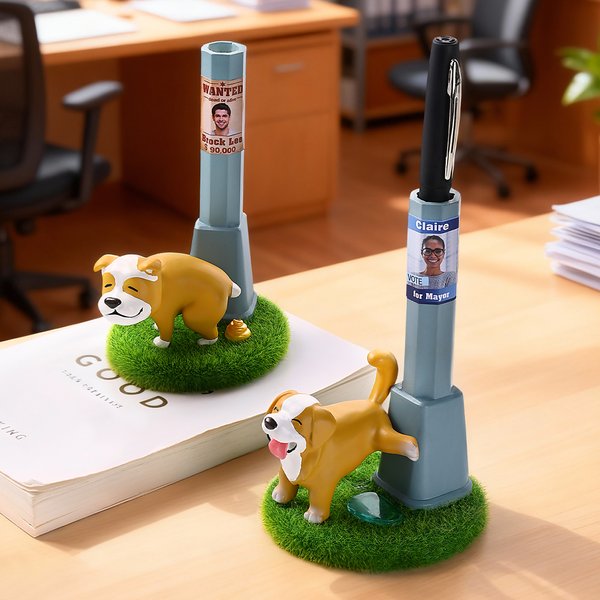 Personalized Spoof Dog Telephone Pole Pen Stand with Name Photo and Text Office Use Birthday Gift for Colleagues Friends