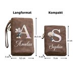 Personalisierte Geldbörse im irisierenden Design | mit Namen Geburtsblume Initiale | PU-Leder-Portemonnaie | Geburtstag Muttertag Geschenk für Frauen