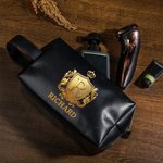 Trousse de toilette personnalisée en cuir PU avec initiale et nom Accessoires de voyage Cadeau d'anniversaire pour homme