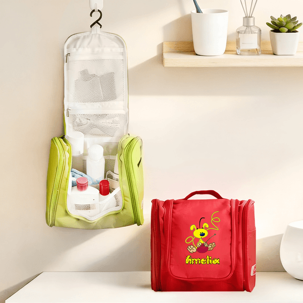 Spersonalizowana wodoodporna wisząca kosmetyczka Marsupilami z imieniem i lusterkiem do użytku w podróży Prezent urodzinowy dla dzieci | Callie × Marsupilami®