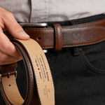 Personalised Engraved Heart Initial Man's Leather Groove Belt with Name Valentine's Day Birthday Gift for Man Boyfriend Husband