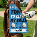 Personalized I Use This Towel Classic Quick Dry Waffle Golf Towel with Name and Carabiner Clip Golf Accessory Birthday Gift for Golf Player