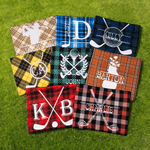 Personalized Golf Club Wreath Plaid Golf Cart Seat Cover with Name and Initial Golf Course Accessories Birthday Gift for Golfers Country Clubs