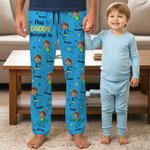 Personalized 1-12 Face Photos Simple Kid Line Drawing Pajama Pants with Name and Pockets Daily Wear Birthday Gift for Grandparents Parents Family