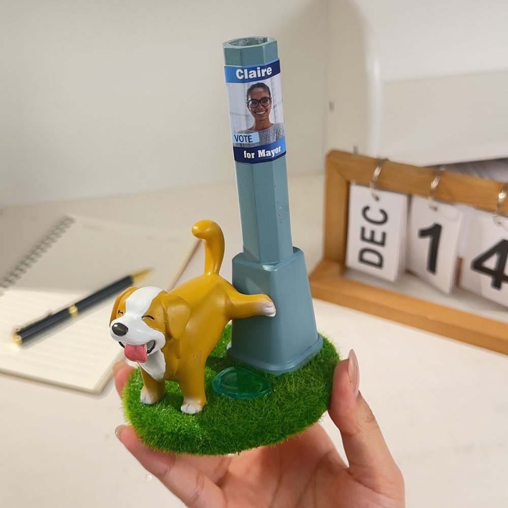 Personalized Spoof Dog Telephone Pole Pen Stand with Name Photo and Text Office Use Birthday Gift for Colleagues Friends 3