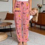 Personalized 1-12 Face Photos Simple Kid Line Drawing Pajama Pants with Name and Pockets Daily Wear Birthday Gift for Grandparents Parents Family