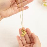 Gepersonaliseerde gegraveerde Baby Foot Hanger ketting met geboorteaankondiging en geboortesteen Verjaardag Baby Shower Gift voor Kid nieuwe moeder