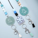 Personalised Flower Pumpkin Snowflake Tassel Bead Lanyard with Text Teacher's Day Back to School Gift for Teacher