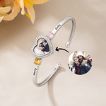 Personalizada piedra de nacimiento de circón en forma de corazón foto pulsera brazalete con nombres Dainty Joyería Cumpleaños Día de San Valentín Aniversario de regalo para la pareja
